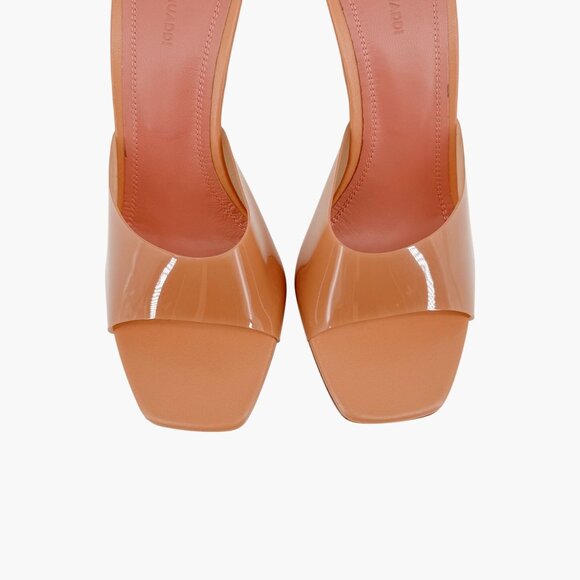 Amina Muaddi Lupita Glass Mule Wedge Size 40.5 US 10.5 Beige Tan PVC Slide Heels - Picture 5 of 15